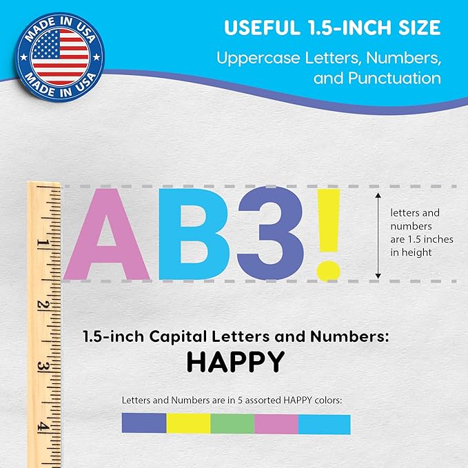 FreshCut Crafts 636 Pcs 1.5 in. Happy Colors Bulletin Board Letters & Numbers - Image 3