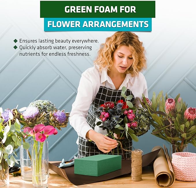 3 PCS Wet Floral Foam Blocks for Fresh Flowers, Each Green Foam for Flower - Image 5