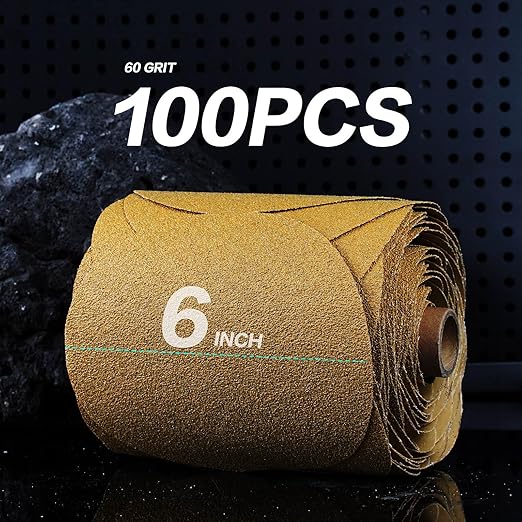 PSA Sanding Discs 6 Inch Adhesive Backed Sandpaper 100 Pack 60 Grit Self - Image 2