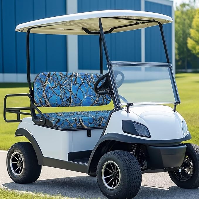 Bulopur Hunting Camo Golf Cart Seat Covers Club Car Precedent Breathable Universal Golf Cart Seat Cover Towel Blanket for EZGO TXT RXV Blue Golfcart Cushion Protectors 2 Pack