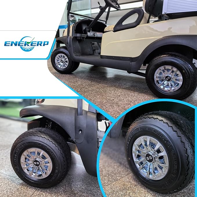 Golf Cart SS Wheel Covers Hub Caps, Golf Cart 8 Inch Snap-on Wheels for Club Car, EZGO, Yamaha, Set of 4