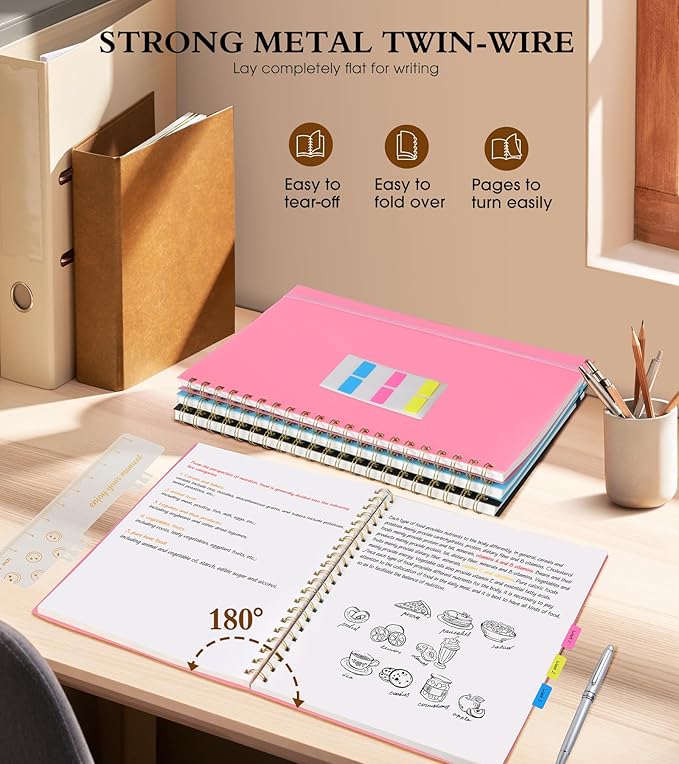 Blank Spiral Notebook Journal 8.5” x 11”, A4 Large Pink Sketch Book - Image 7