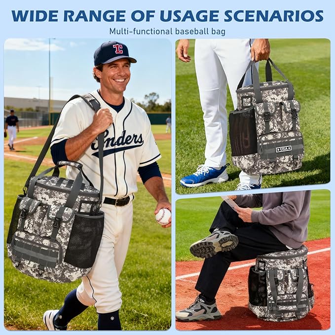 Baseball Bucket Bag - Baseball Coaching Accessories Organizer, Softball Bucket Bag with Insulation Pocket, Anti-Slip Bottom for Bat, Gloves, Scoreboards