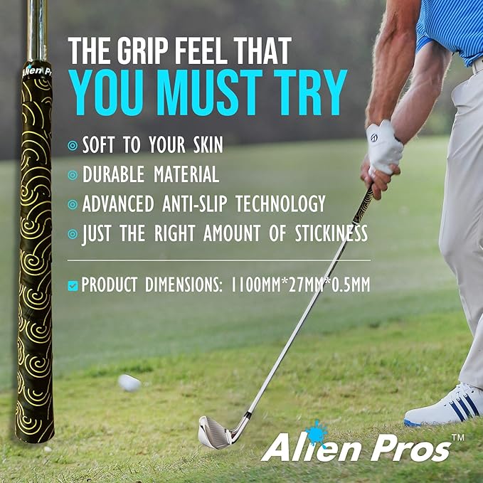 Alien Pros Golf Grip Wrapping Tapes - Innovative Golf Club Grip Solution - Enjoy a Fresh New Grip Feel in Less Than 1 Minute