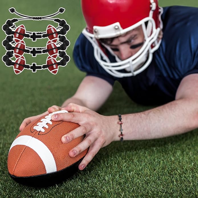 12 Set Sport Adjustable Beaded Bracelets Gifts Football Softball Soccer Volleyball Golf Basketball Hockey Bracelets for Women Men Adjustable Beaded Accessories