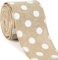 Burlap Ribbon Wired, Farmhouse Rustic White Dots Ribbon by Unknown