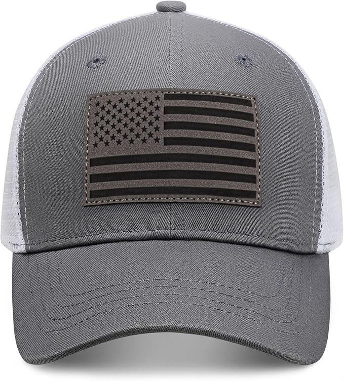American Flag Trucker Hat - Snapback Hats for Men Women Baseball Cap - Breathable Mesh & Adjustable Fit for Casual Wear