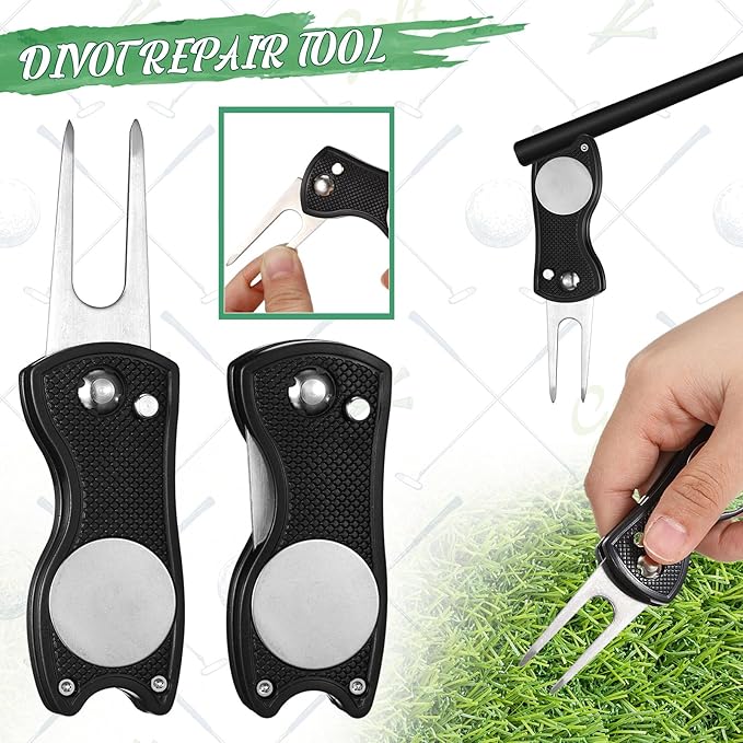 Syhood 21 Pcs Golf Accessories Kit Cleaning Kit Include Golf Brush, Towel, Groove Sharpener, Divot Repair Tool, Ball Alignment Portable Tool Gifts for Men or Women