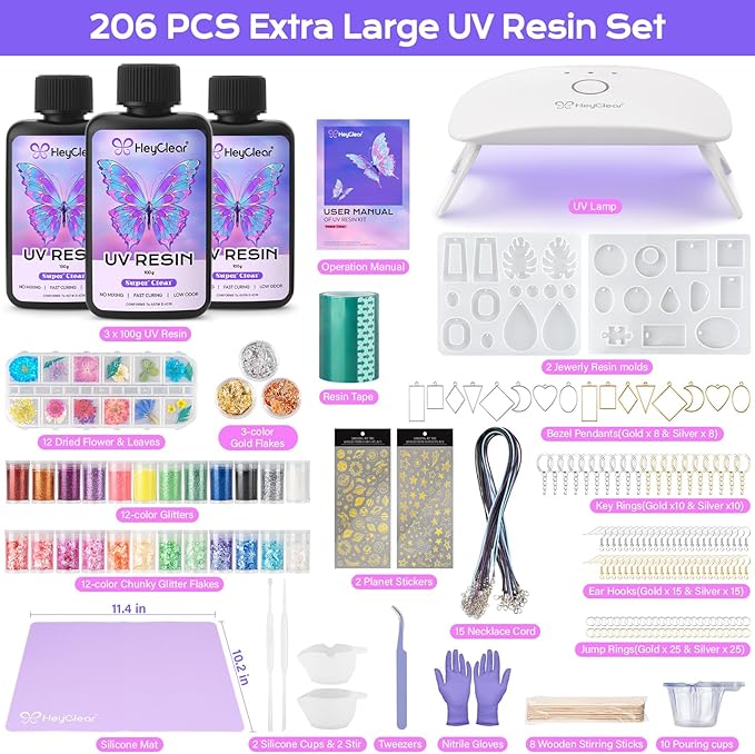 HeyClear UV Resin Kit with Molds and UV Light - Image 2