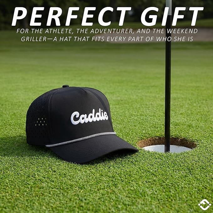 Funky Junque Performance Waterproof Golf Rope Hat – Cool Breathable Workout 5 Panel Snapback Cap for Men