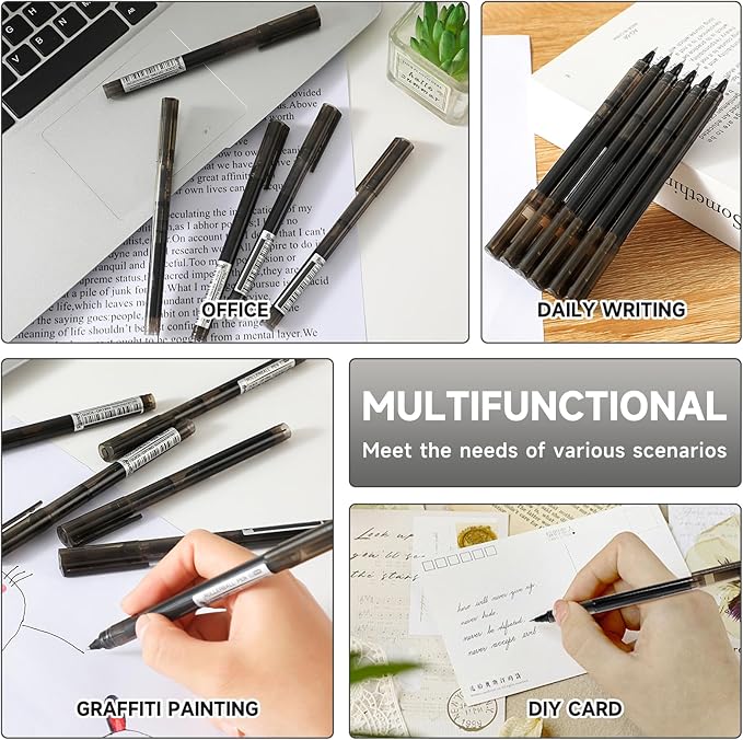 RIANCY Black Fine Point Gel Pens 24Pcs 0.5mm Gel Ballpoint Pens Black Liquid - Image 5