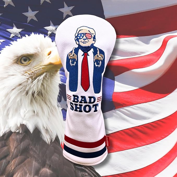 The Original USA Funny Golf Head Covers Trump Bad Shot Driver Fairway Wood Putter Headcover with Madson Golf Cart Magnet for securing Golf Head Cover, Donald Trump Merchandise, Dad Gifts for Birthday