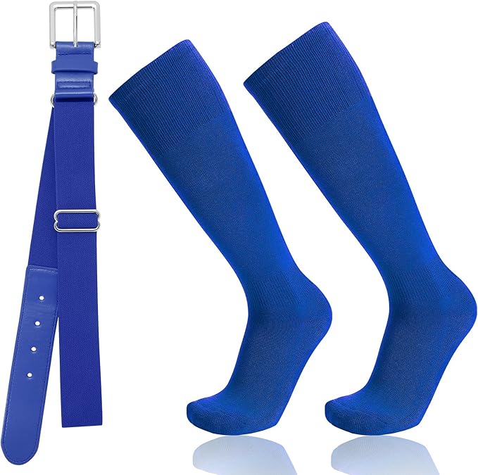 Baseball Socks and Belt Combo for Youth Adult - Softball Socks and Belt for Boys and Girls