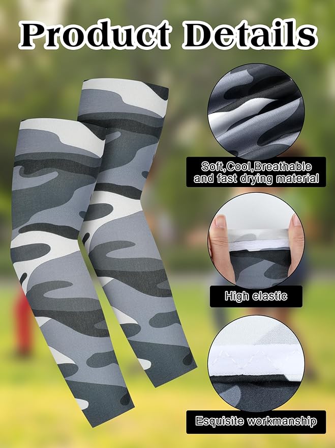 Newcotte 12 Pairs Arm Sleeves for Kids Compression Football Baseball Arm Sleeve Youth UV Protection Breathable Cooling Sleeve