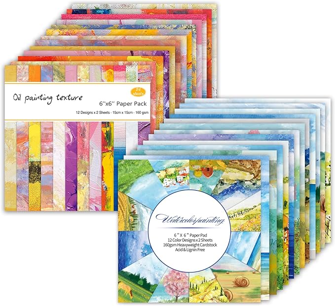 48 Sheets 24 Designs Scrapbook Paper Pad, Scrapbooking DIY Decorative by Bestartsuppliesforyou