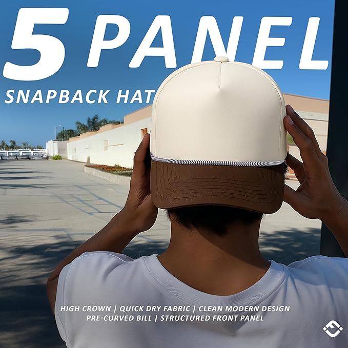 Funky Junque Performance Waterproof Golf Rope Hat – Cool Breathable Workout 5 Panel Snapback Cap for Men