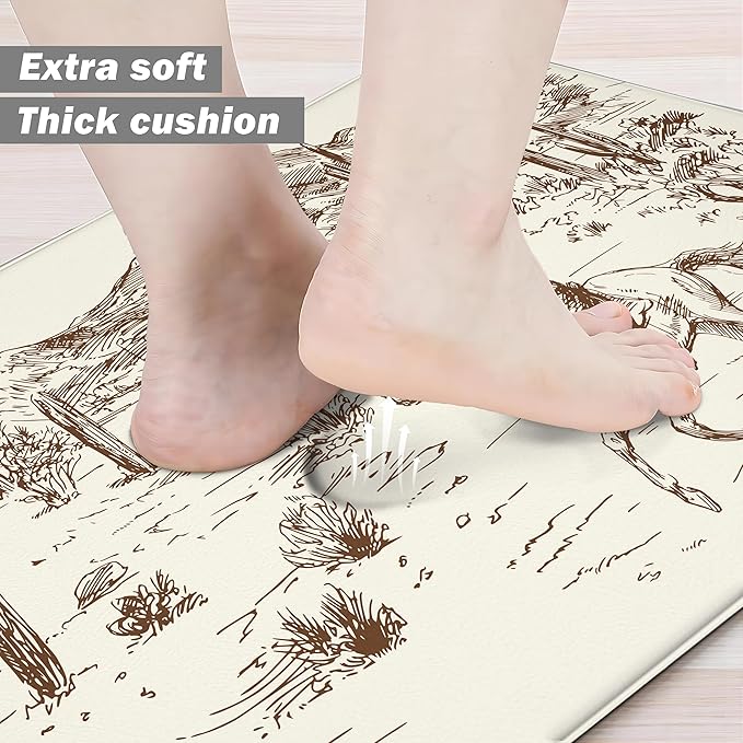 Western Kitchen Mat Rugs Set of 2 Aztec Anti Fatigue Non-Slip Kitchen mats - Image 3