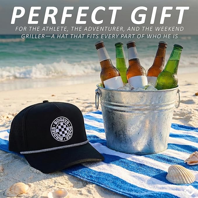 Funky Junque Performance Waterproof Golf Rope Hat – Cool Breathable Workout 5 Panel Snapback Cap for Men