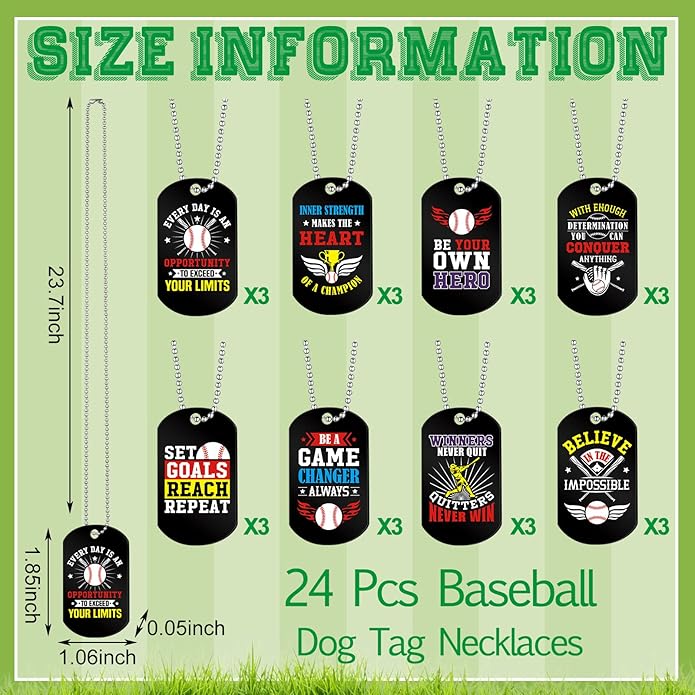 Moukeren 24 Pcs Motivational Dog Tag Necklaces Acrylic Dog Tags with Metal Beaded Chain Encouraging Cheerleaders Gifts for Team Favors