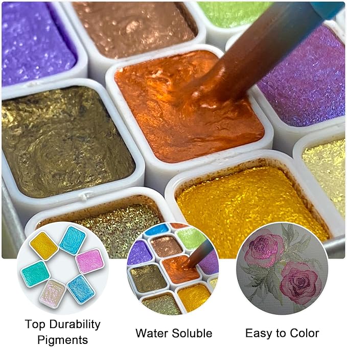 Glitter Watercolor Painting Kit, 30 Color Shifting Watercolor Paint Set - Image 5