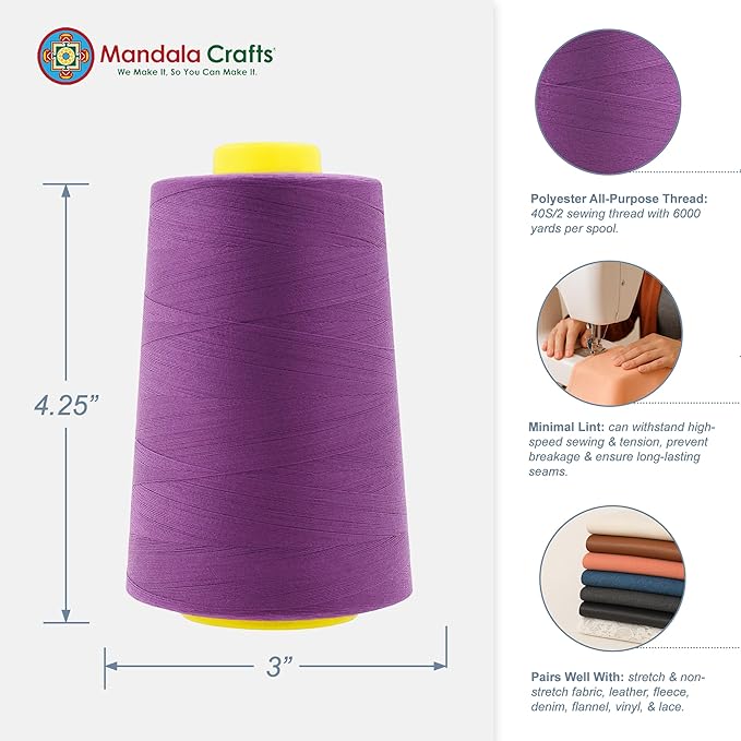 Mandala Crafts 4 Pack of Serger Threads Cones Spools - Image 3