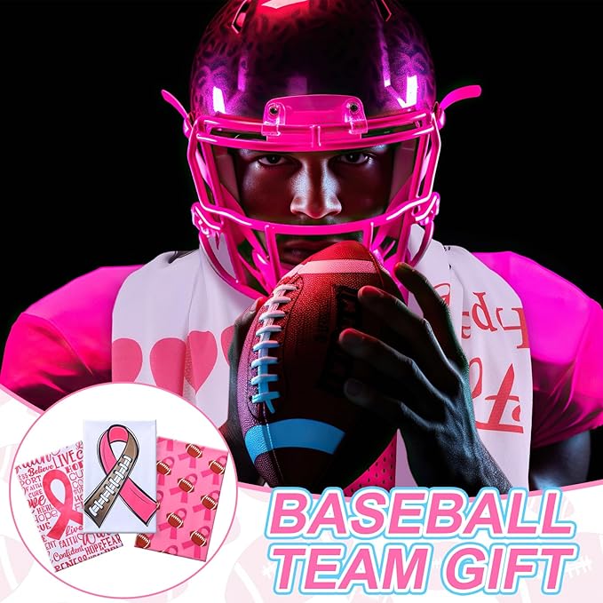 Breling 12 Pcs Breast Cancer Football Cooling Towels 40"x12" Ice Cooling Towels Microfiber Sweat Sport Rags Absorbent Chilly Washcloth for Hot Weather Workout Gym Coach Gift Sport Party Favors