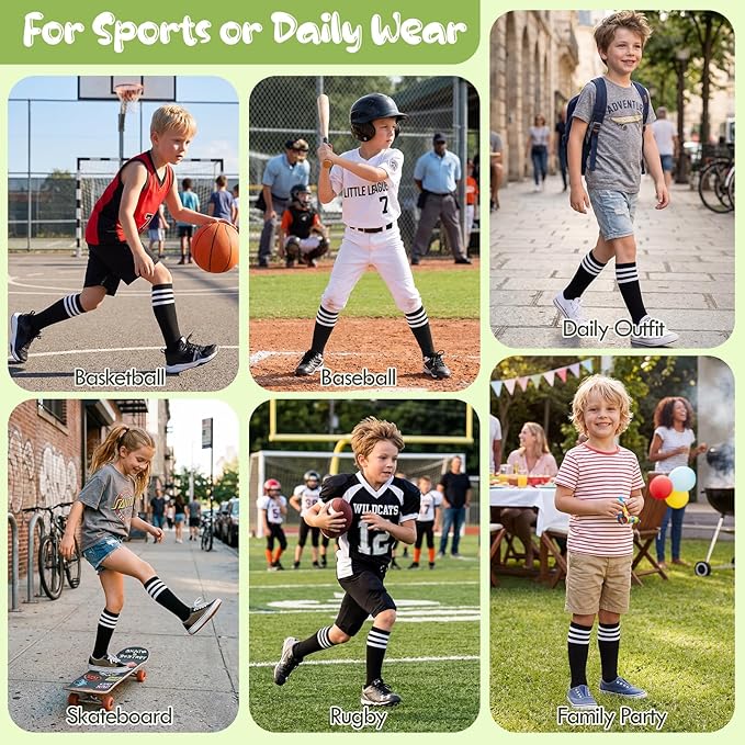 American Trends 2 Pairs Baseball Soccer Socks Youth Boy Girl Kids Toddler Softball Football Tball Socks Knee High Accessories