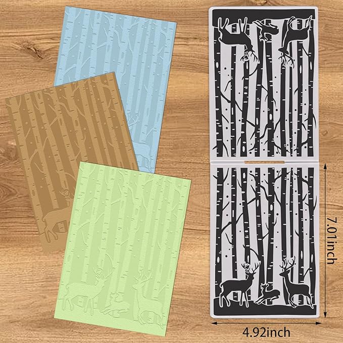 Threetols 3-D Textured Christmas Embossing Folder, Elk Background Embossing - Image 2