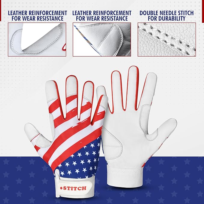 USA Flag Baseball Batting Gloves & Softball Glove American Flag Batting Gloves Youth Kids Baseball Batting Glove Youth Men Adult & Unisex