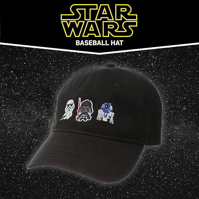 Star Wars Dad Hat, Darth Vader, R2-D2 and Stormtrooper Cotton Adult Baseball Cap with Curved Brim