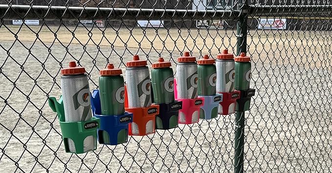 Fence Cup Holder | Drink Holder for Chain Link Fence | Fits Stanley, Yeti & Gatorade | Baseball Dugout, Softball, Pickleball & Tennis | Made in USA | The Fence Buddy (Green)