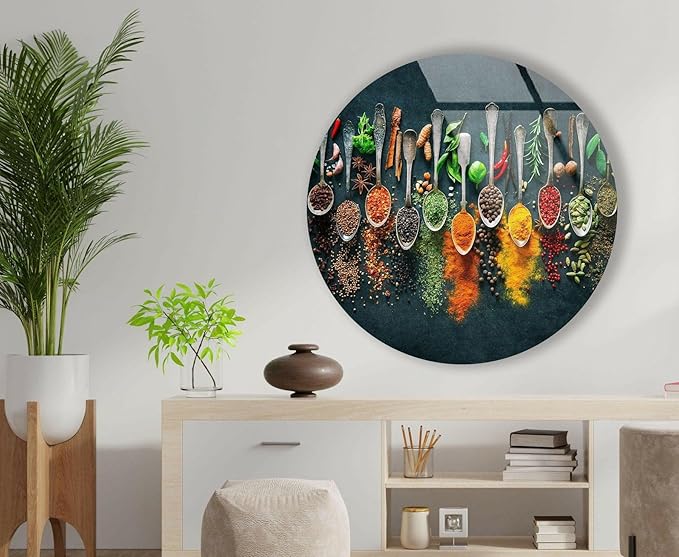 My Photostation.com 20'' Diameter Colorful Herbs Round Glass Wall Art Tempered - Image 3