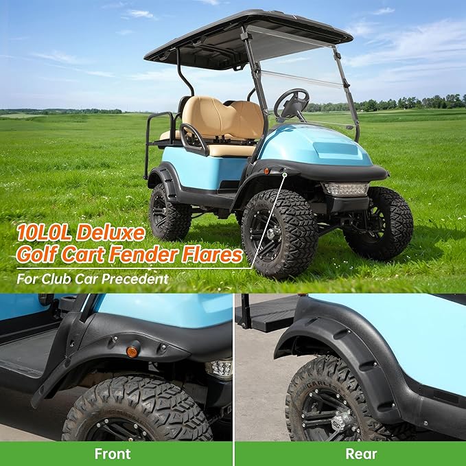 10L0L Front Rear Fender Flares for Club Car Precedent Golf Cart, with Stainless Steel Screws, Set of 4(Not Fit Modified Models)