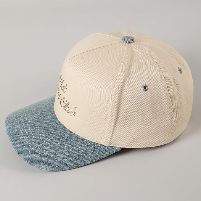 MIRMARU Two-Tone Vintage Canvas Trucker Hats for Men & Women, Adjustable Size Baseball Caps with Trendy Embroidered Design