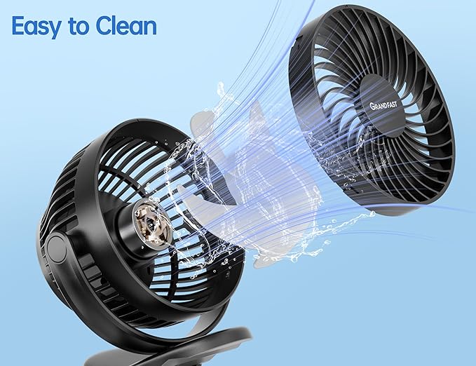 Golf Cart Rechargeable Fan Compatible with EZGO Club Car Yamaha, Golf Palyer Summer Essential 3 Powerful Speeds Clip on Fan with 360° Pivot, 13 Hrs Run Cordless, Battery Operated for Golf Cart