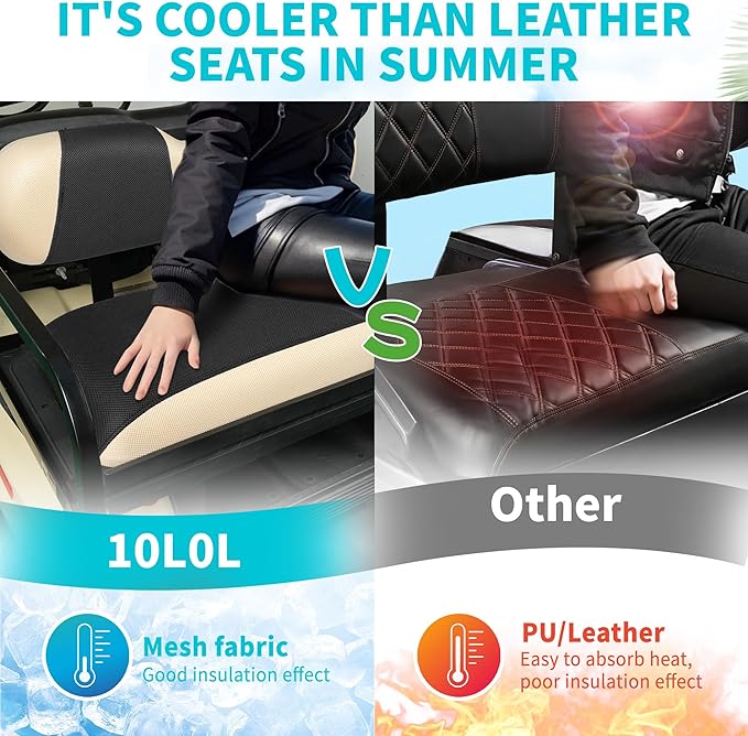 10L0L Universal Golf Cart Rear Seat Cover Dress UP Older Golf Cart Durable Breathable Material Fit Like a Glove for Yamaha EZGO and Club Car, Easy to Install
