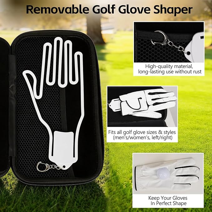 Craftsman Golf Glove Holder Case with Glove Shaper Portable Golf Accessories Organizer for Tees,Balls,Divot Tools,Ball Marker Golf Bag Accessories Golf Gift for Men/Women