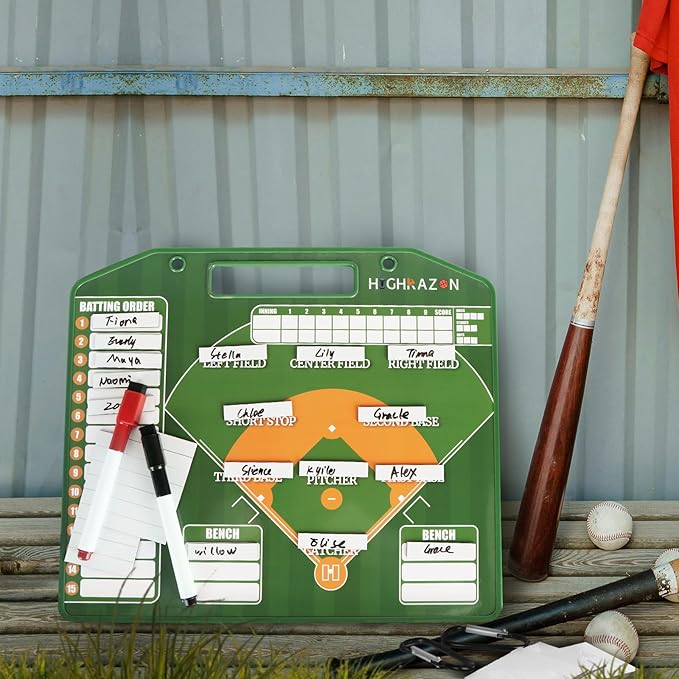 Magnetic Baseball Coach Clipboard, Dry Erase Lineup Board, Premium Tactical Baseball Coaching Board with 40 Lineup Cards, Dugout Display Softball Coaching Accessories - Green