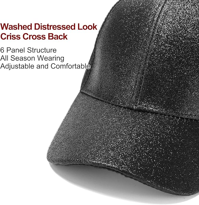 Criss Cross Hat Washed Distressed Baseball Cap Ponytail Hat High Messy Bun Ponycap for Women