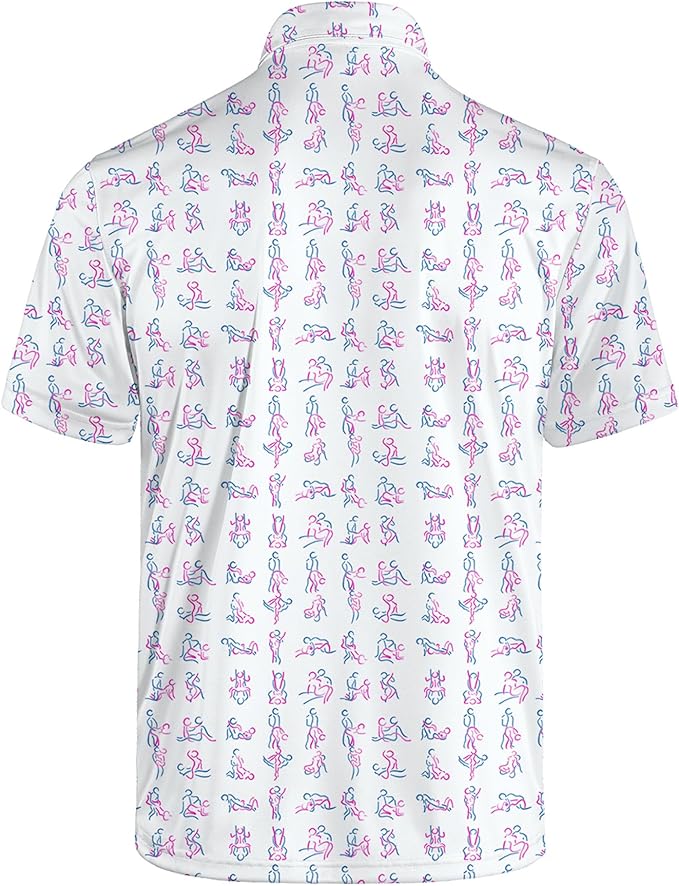 Golf Polo Shirts for Men Funny Print Short Sleeve Golf Shirts Performance Golf Polos