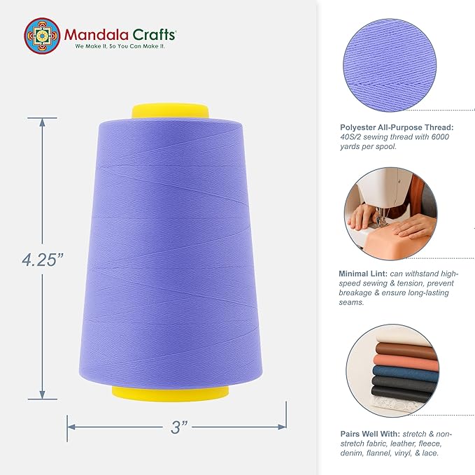 Mandala Crafts 4 Pack of Serger Threads Cones Spools - Image 3