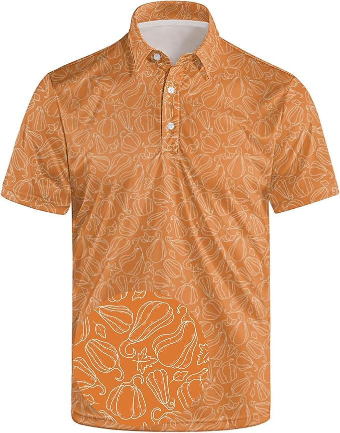 Golf Polo Shirts for Men Funny Print Short Sleeve Golf Shirts Performance Golf Polos