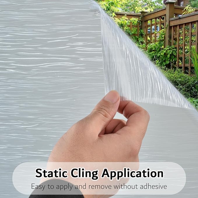 VELIMAX Frosted Window Privacy Film Non Adhesive Window Cling Removable Glass - Image 6