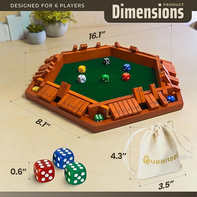Queensell Shut The Box Game Wooden Board - Image 3