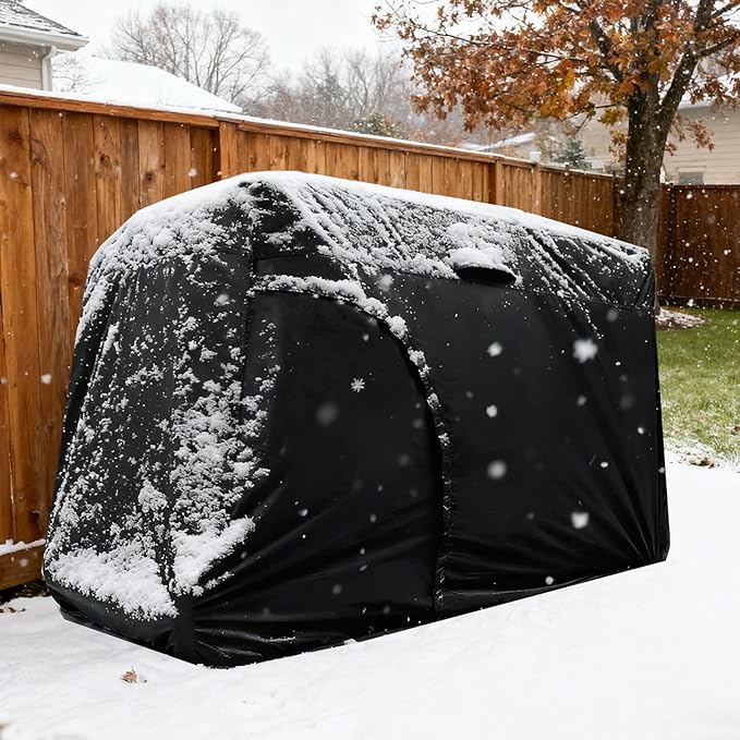 Golf Cart Cover 2/4/6 Passenger, All-Weather Protection Golf Cart Rain Covers, UV Resistant with Windproof Buckle Golf Cart Accessories (Fits for Club Car, for EZGO, for Yamaha)