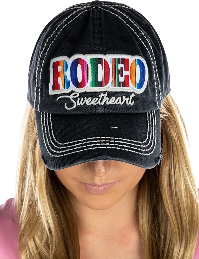 Funky Junque Distressed Vintage Baseball Cap - Embroidered Patch Women's Hat - Holiday, Lifestyle & Patriotic Designs