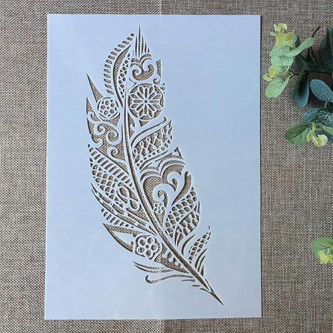 TIAMECH A4 Mandala Feather Stencil - Image 2