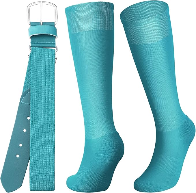 Zhanmai Baseball Belt and Socks Combo, Adjustable Elastic Belt and Softball Socks, Multiple Sizes for Youth Boys Girls, Adult