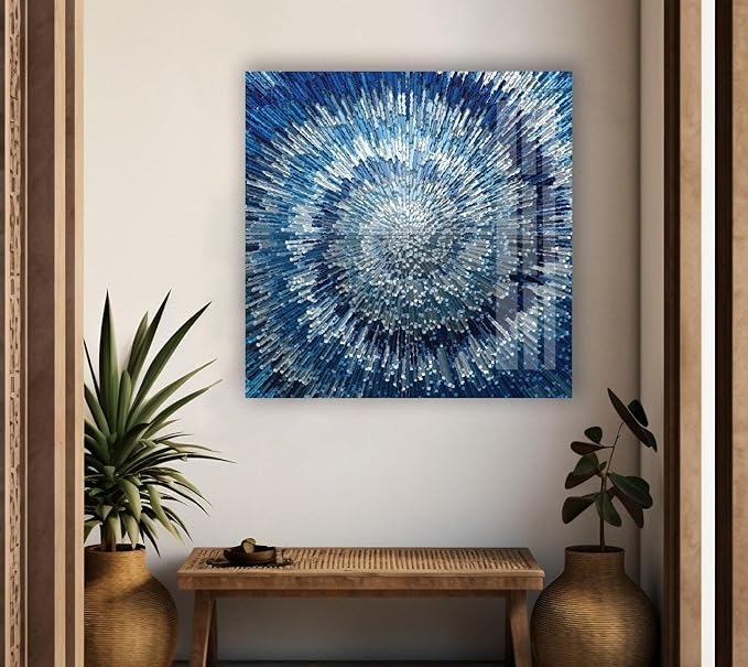 My Photostation.com 48Wx32H'' Abstract Blue Textured Glass Wall ArtTempered - Image 3