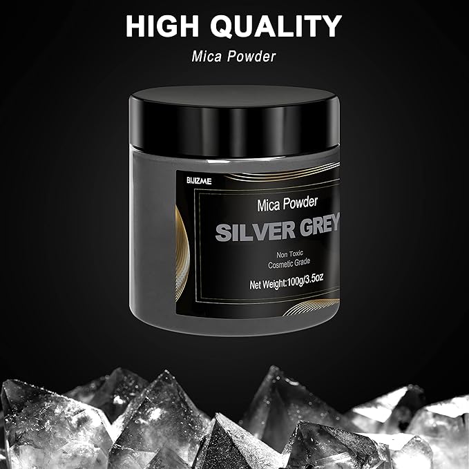 Silver Mica Powder Pigment -Cosmetic Grade Metallic Mica Powder - Image 8